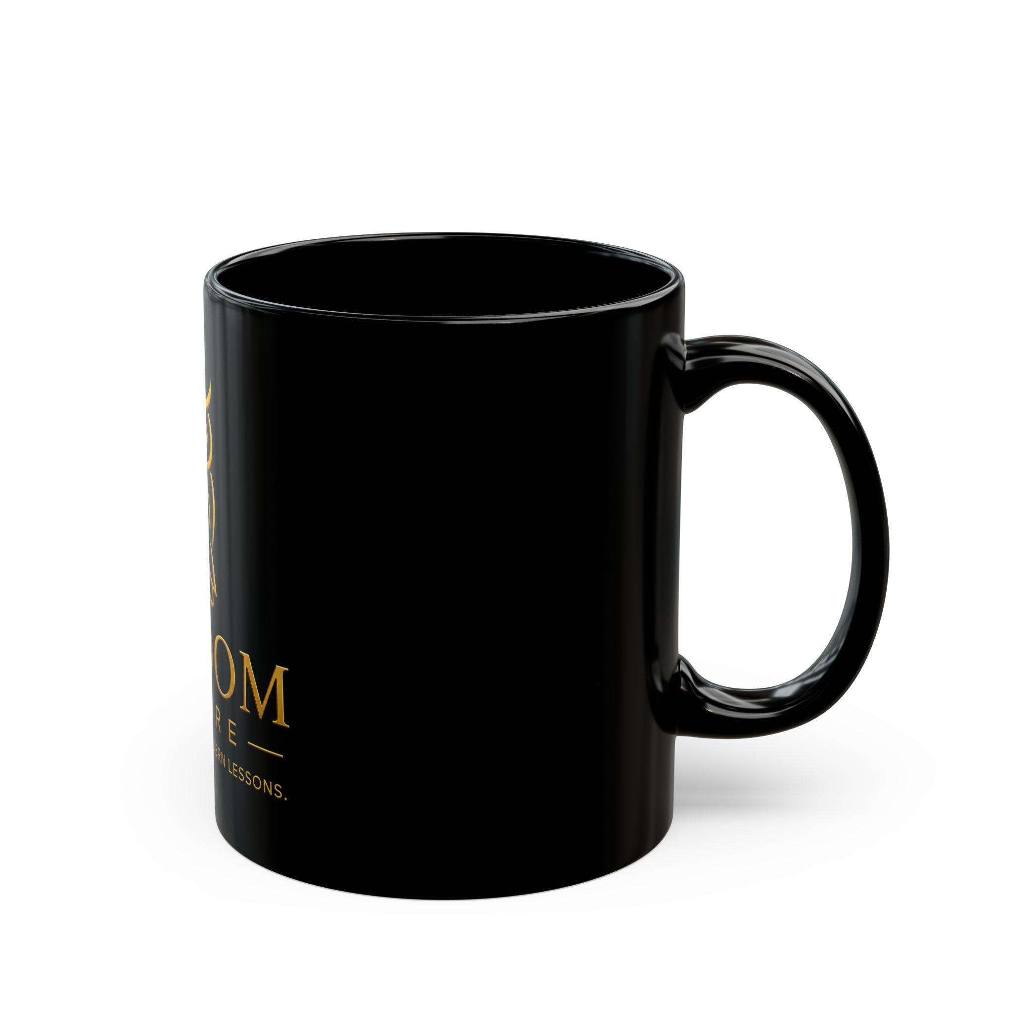 Gold Owl Wisdom Galore mug | Black ceramic coffee mug, inspirational quote - Image 2